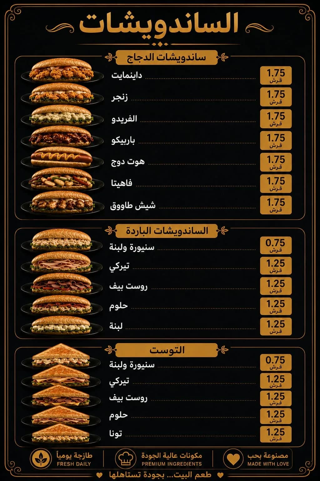 الساندويشات 